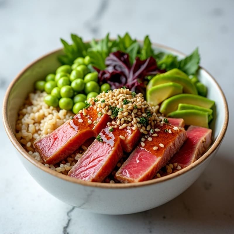 Seared Tuna Poke Bowl with Sesame-Ginger Sauce