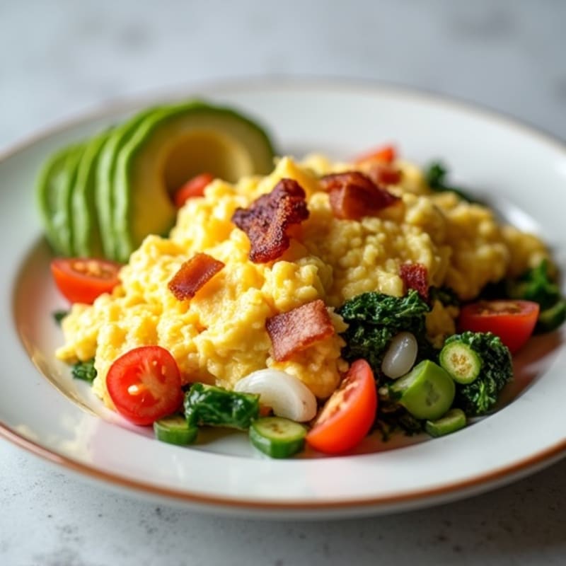 Egg White Vegetable Scramble with Turkey Bacon