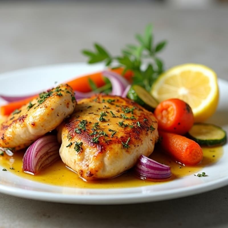 Lemon Herb Roasted Chicken with Crispy Roasted Vegetables