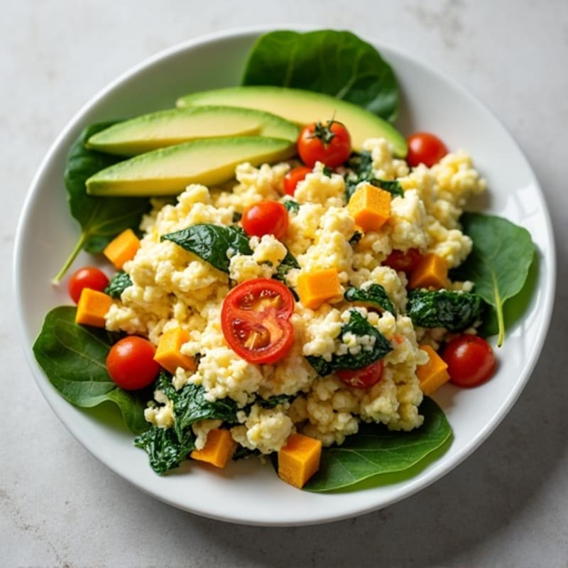 Egg White and Spinach Scramble with Cottage Cheese