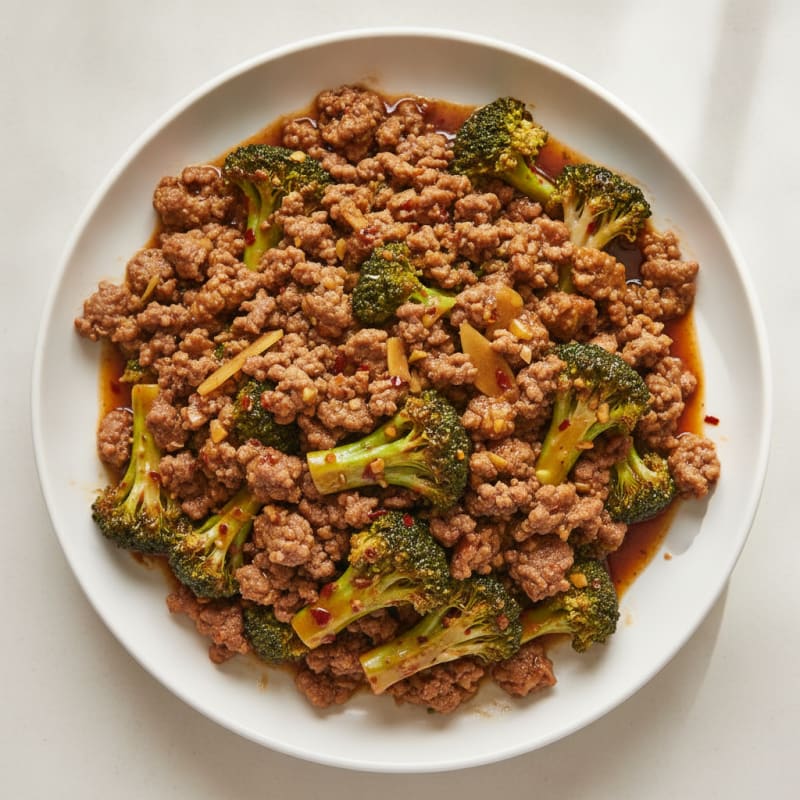 Sweet and Spicy Ground Beef and Broccoli