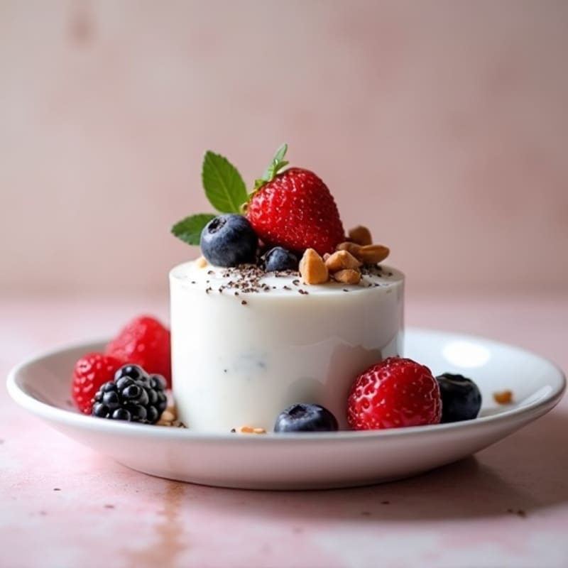 Silky Greek Yogurt Protein Pudding with Fresh Berries