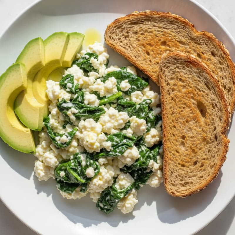 Scrambled Egg Whites with Cottage Cheese and Spinach