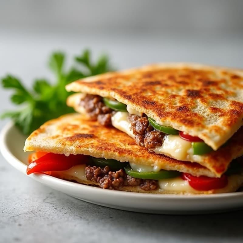 Crispy Lean Steak and Bell Pepper Quesadillas