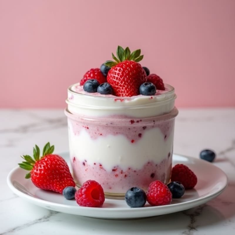 Greek Yogurt Protein Mousse with Mixed Berries