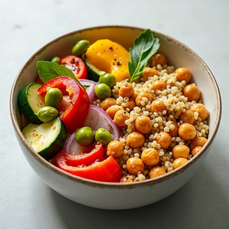 Crispy Roasted Chickpea and Vegetable Bowl with Creamy Tahini Dressing