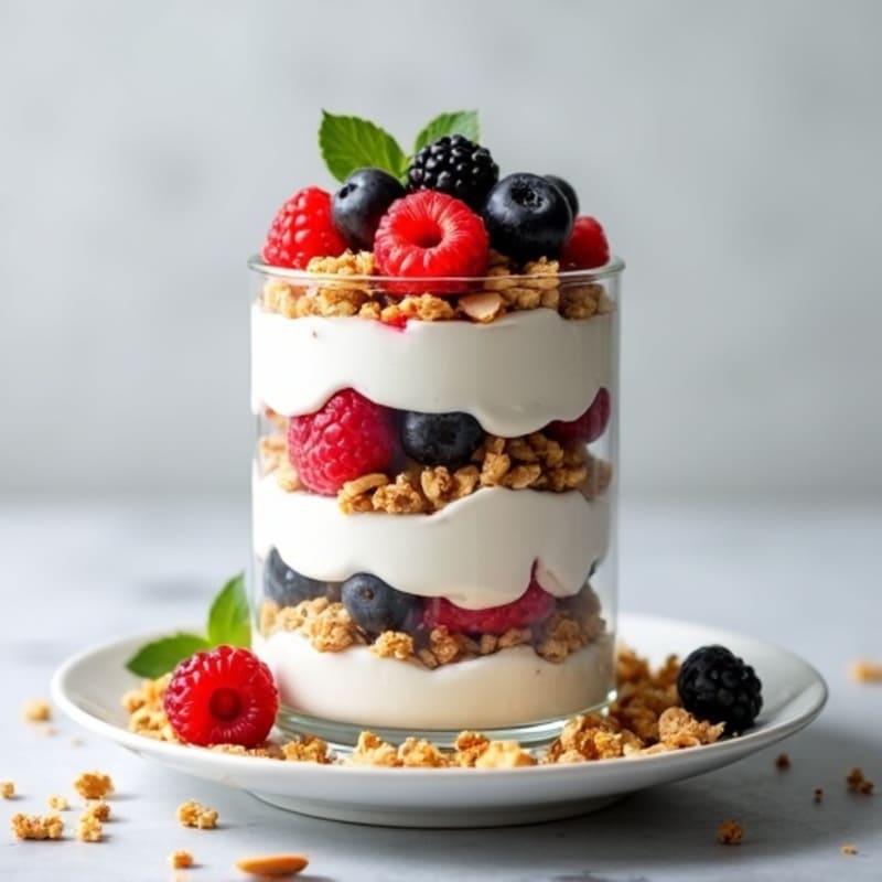 Greek Yogurt Parfait with Berries and Almond Crunch