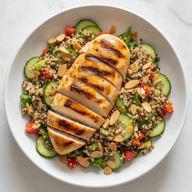 Grilled Chicken Breast with Crunchy Quinoa Salad