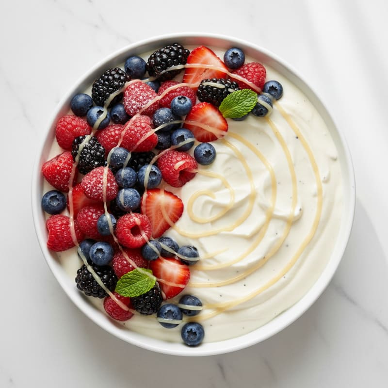 Silky Vanilla Protein Yogurt with Fresh Berries