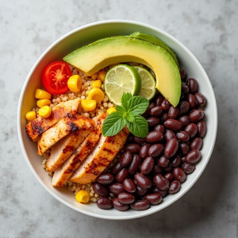 Vibrant Black Bean Burrito Bowl with Creamy Avocado