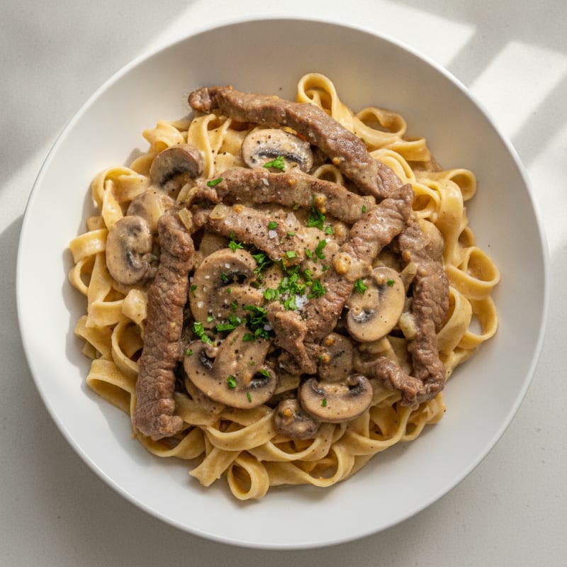 Classic Beef Stroganoff with Egg Noodles