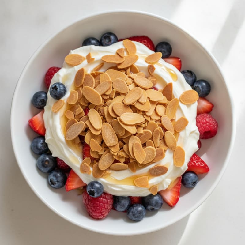 Creamy Greek Yogurt Parfait with Mixed Berries and Toasted Almonds
