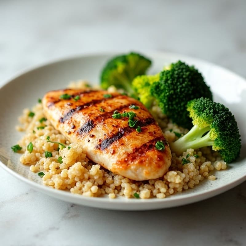 Grilled Chicken Breast with Quinoa and Steamed Broccoli