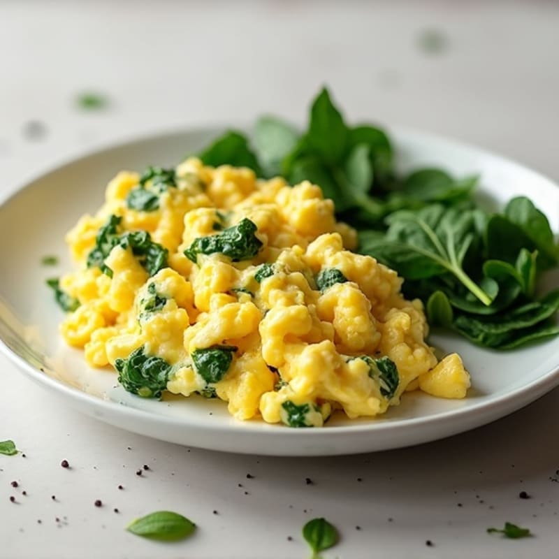 Creamy Egg and Cottage Cheese Scramble with Fresh Spinach