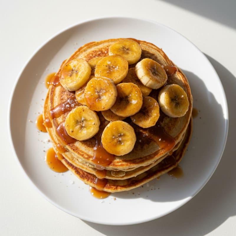 Golden Caramelized Banana Pancakes