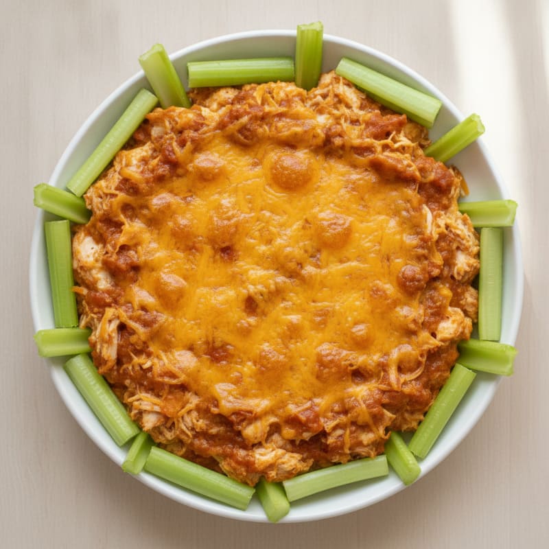 Clean Buffalo Chicken Dip with Celery Dippers