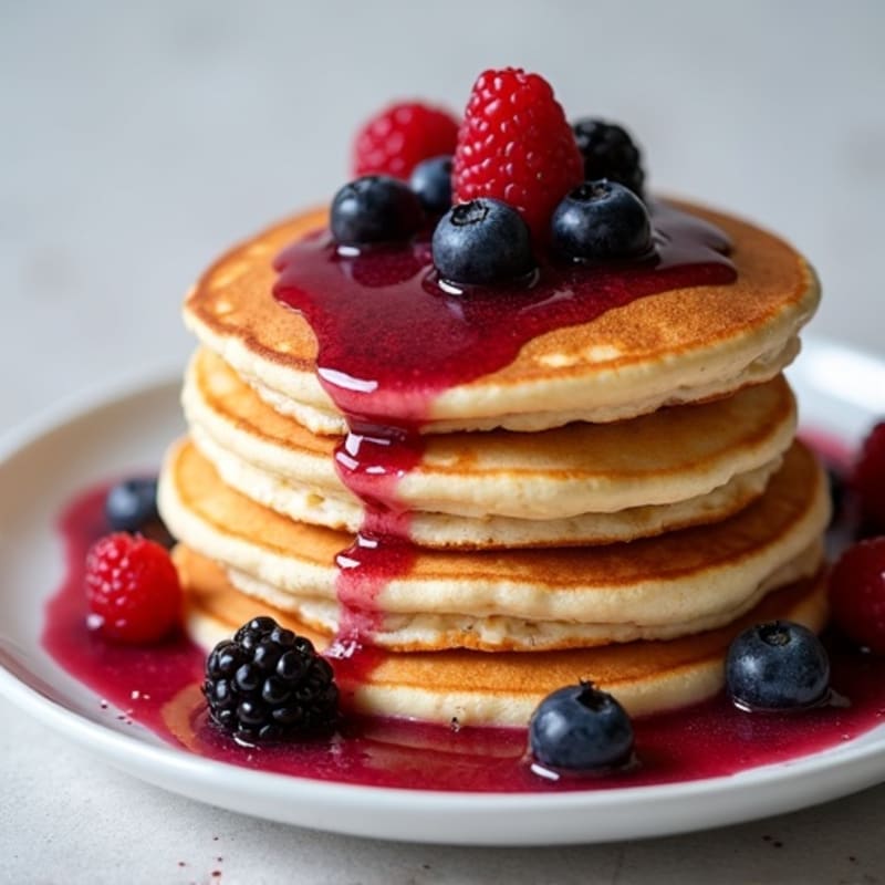Fluffy Protein Pancakes with Berry Compote