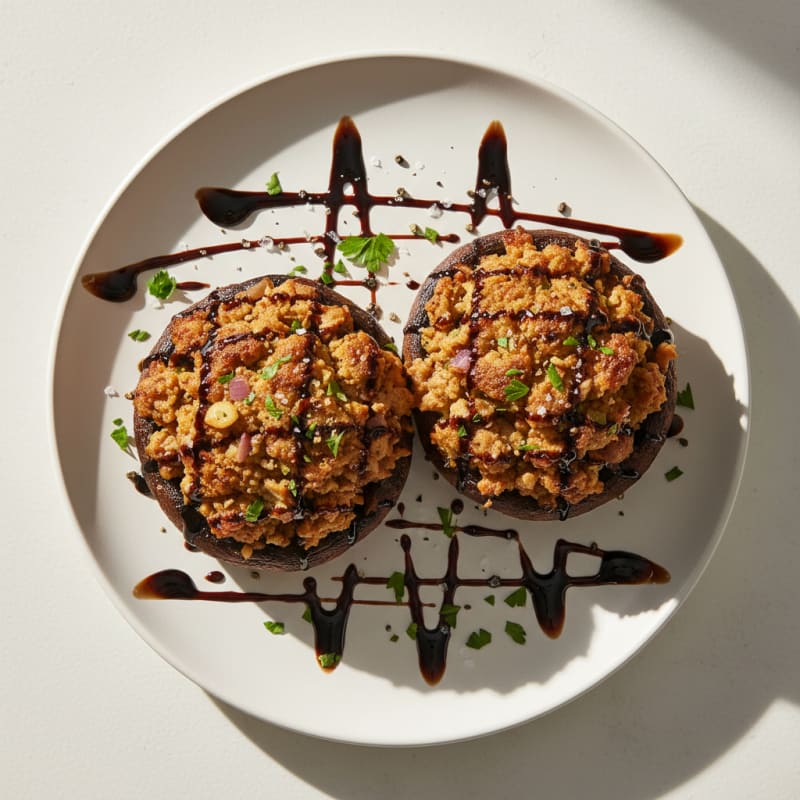 Herb-Stuffed Portobello Mushrooms with Balsamic Glaze