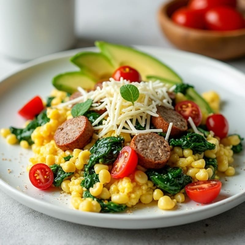 Egg White Scramble with Spinach and Turkey Sausage