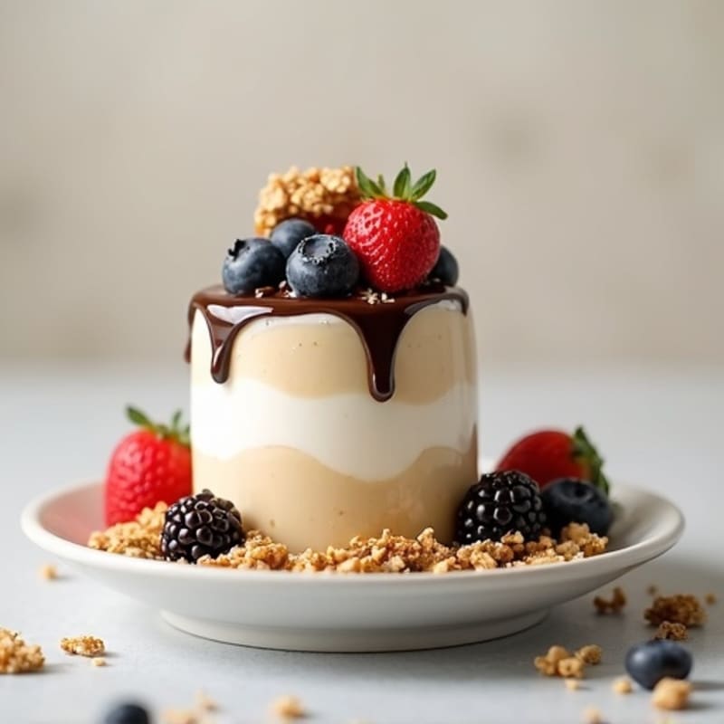 Creamy Vanilla Protein Parfait with Dark Chocolate Drizzle