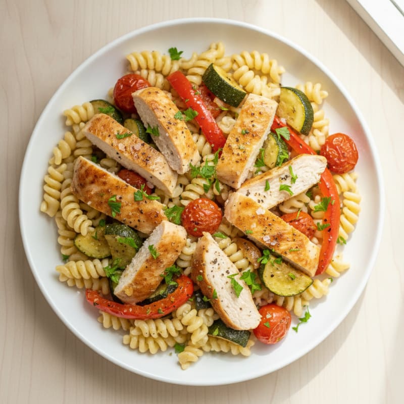 Lemon-Herb Chicken Pasta with Roasted Vegetables