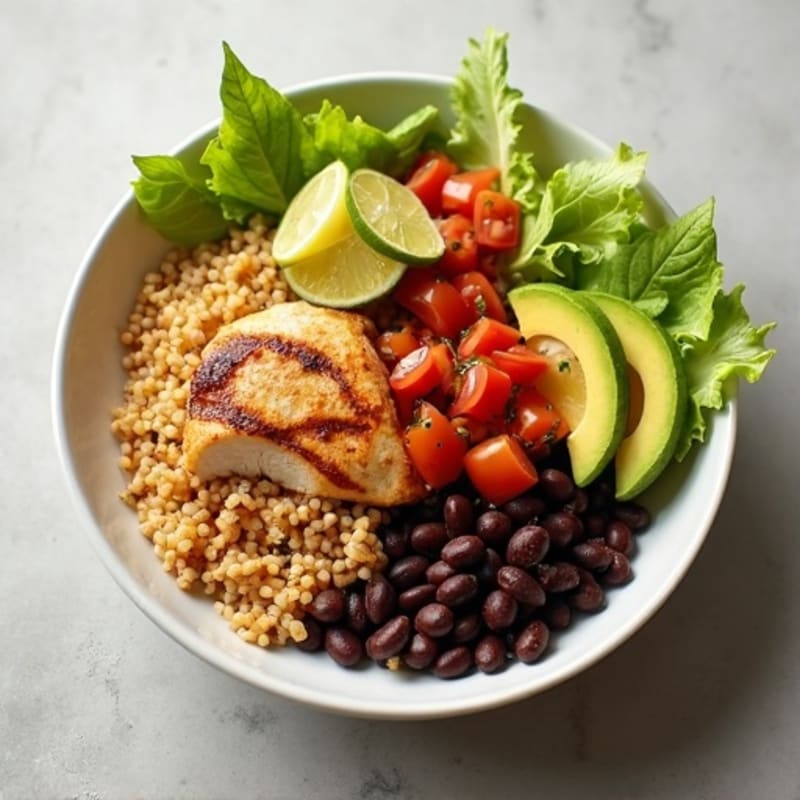 Grilled Chicken Taco Bowl with Rice and Black Beans