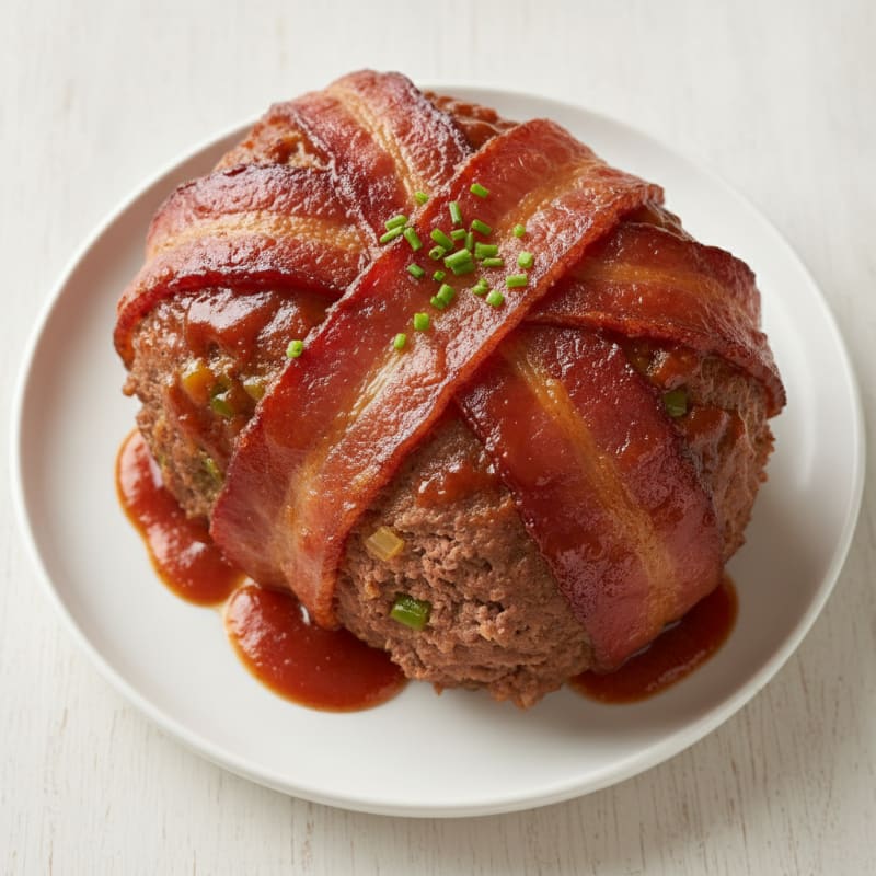 BBQ Bacon-Wrapped Meatloaf with Glaze