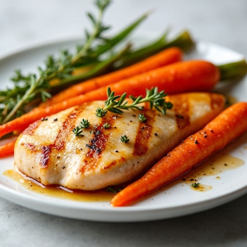 Honey-Maple Roasted Rainbow Carrots with Grilled Chicken