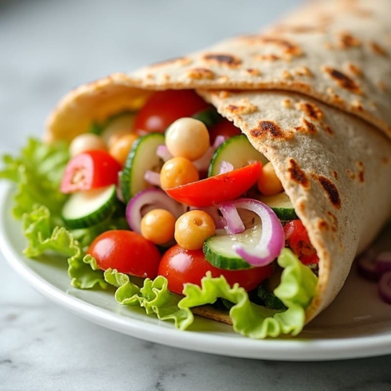 Crispy Roasted Chickpea and Fresh Veggie Pita with Creamy Tahini Dressing