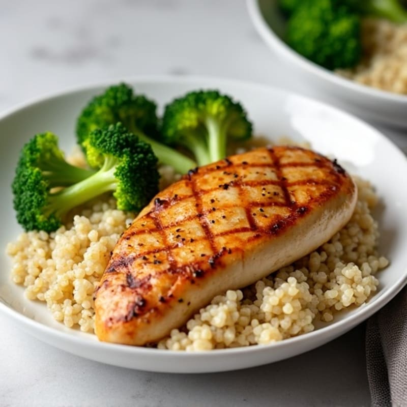 Grilled Chicken Breast with Quinoa and Steamed Broccoli