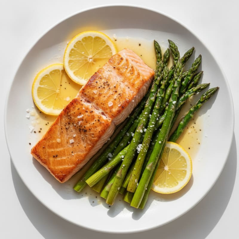Pan-Seared Salmon with Roasted Asparagus