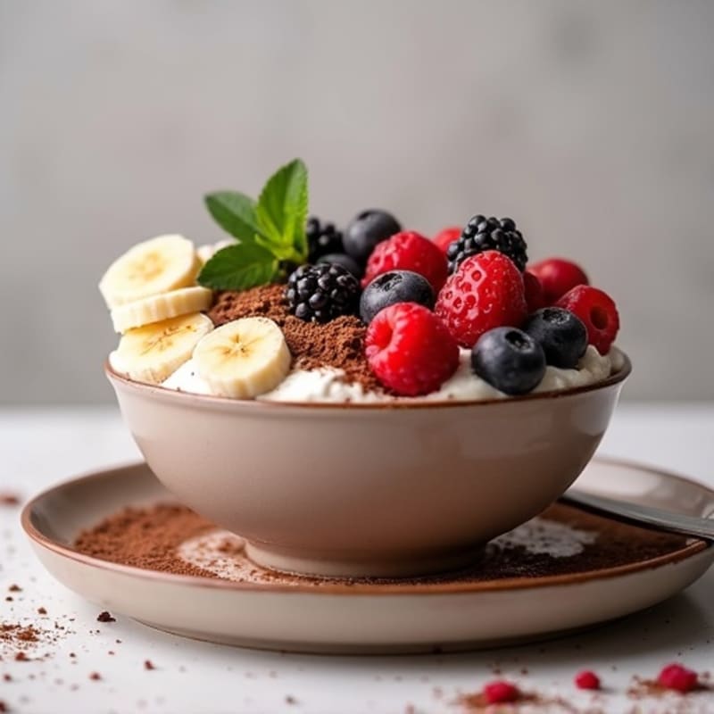 Creamy Chocolate Protein Smoothie Bowl with Fresh Berries