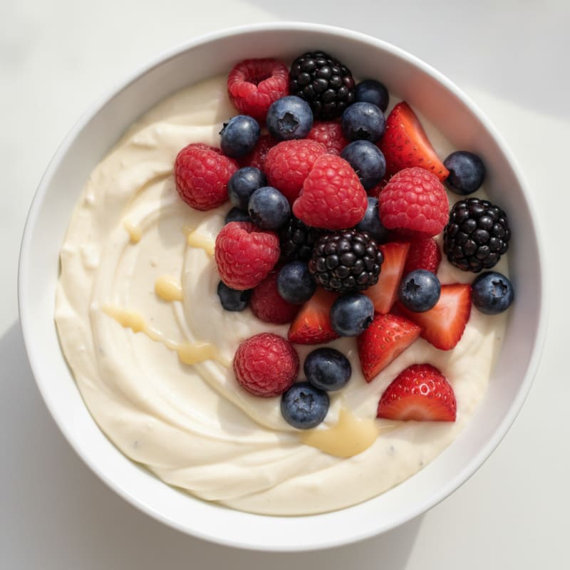 Silky Vanilla Protein Yogurt with Mixed Berries