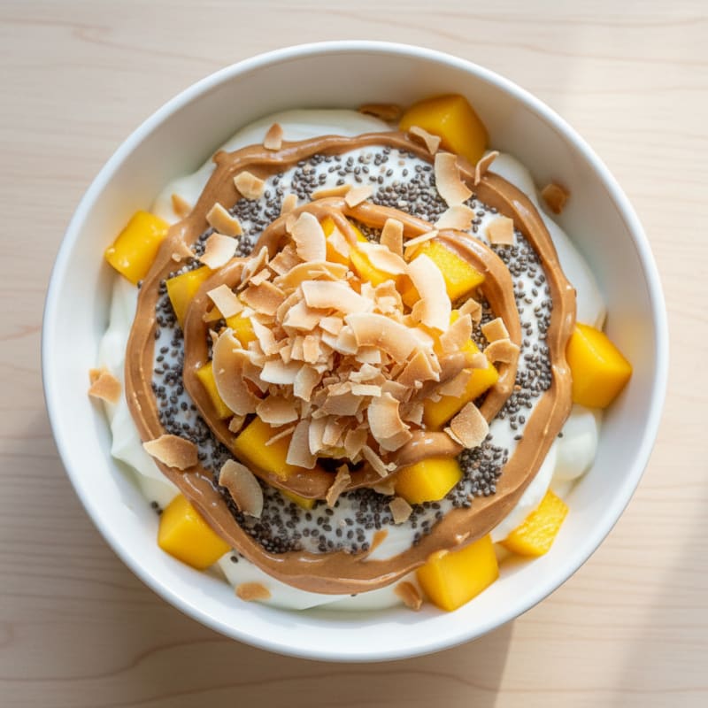 Greek Yogurt Parfait with Peanut Butter and Chia Seeds