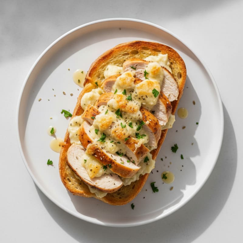 High-Protein Garlic Parmesan Ciabatta Chicken Toast