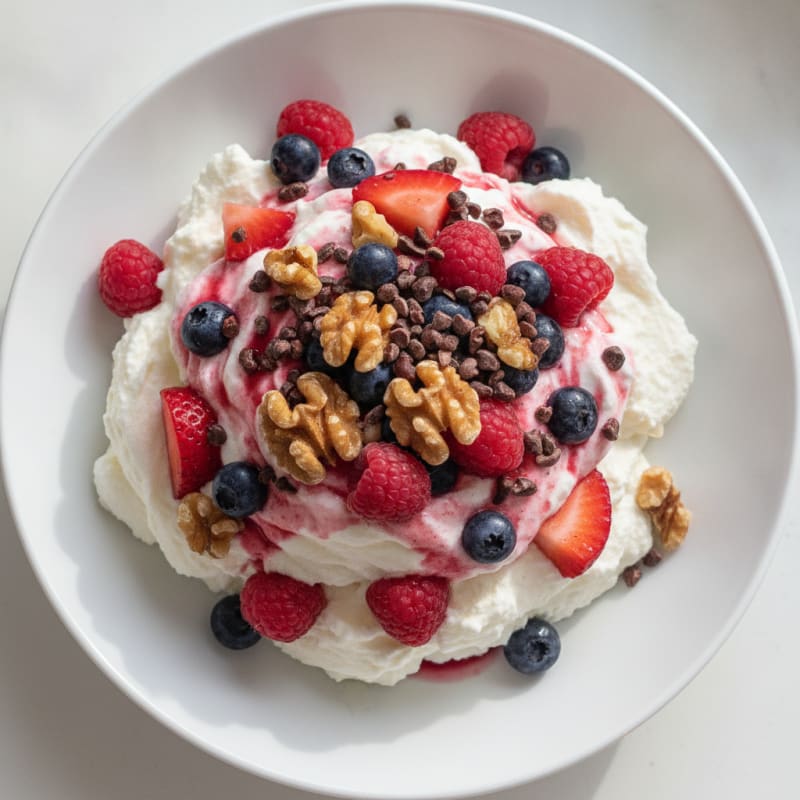 Greek Yogurt Protein Mousse with Mixed Berries