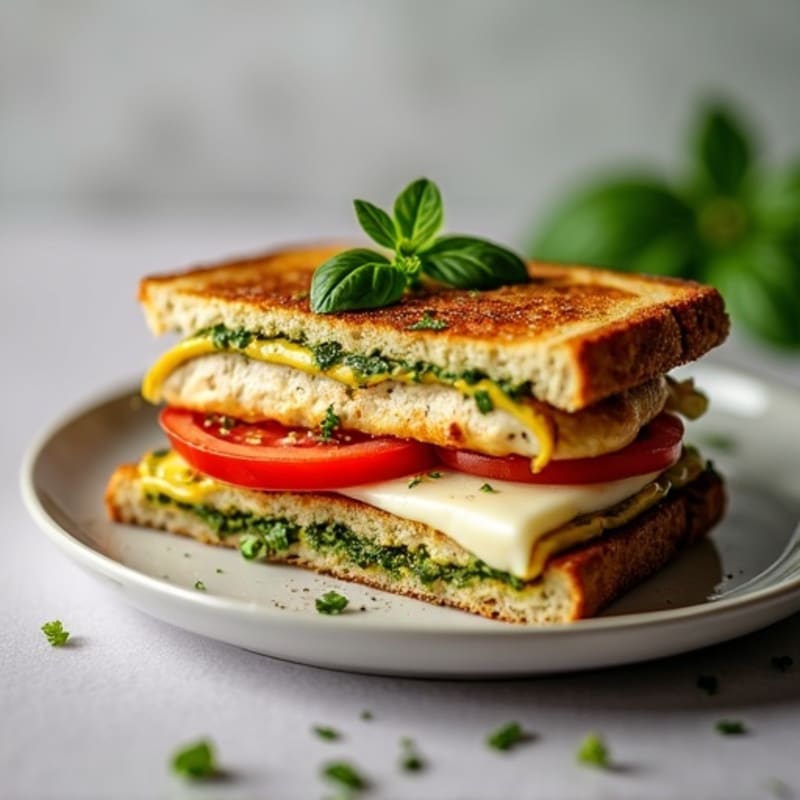 Pesto-Crusted Chicken Caprese Melt