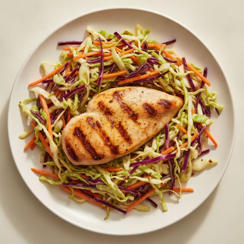 Grilled Chicken Breast with Crunchy Cabbage Slaw