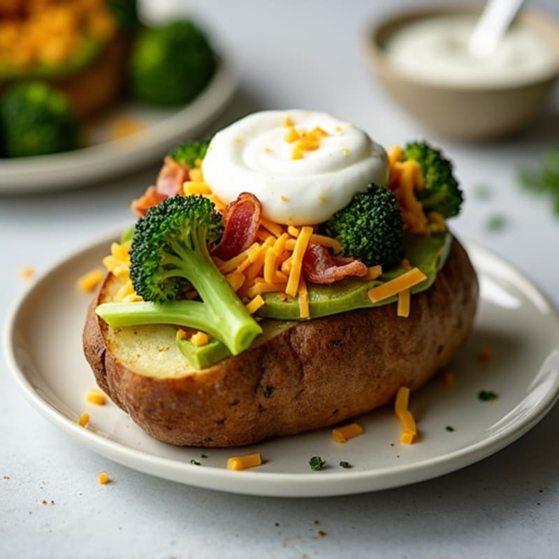 Lean Turkey Bacon and Cheesy Broccoli Stuffed Potatoes