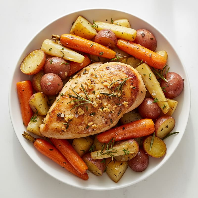Garlic Herb Roasted Chicken with Root Vegetables