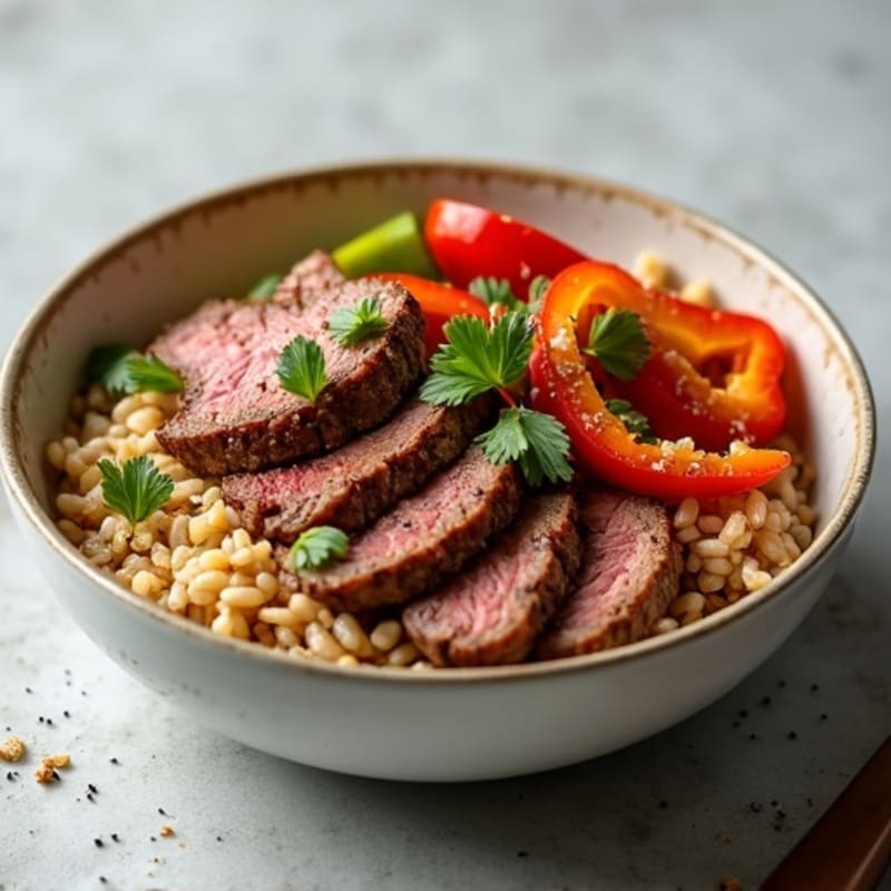 Lean Sirloin Philly Steak Bowl with Bell Peppers