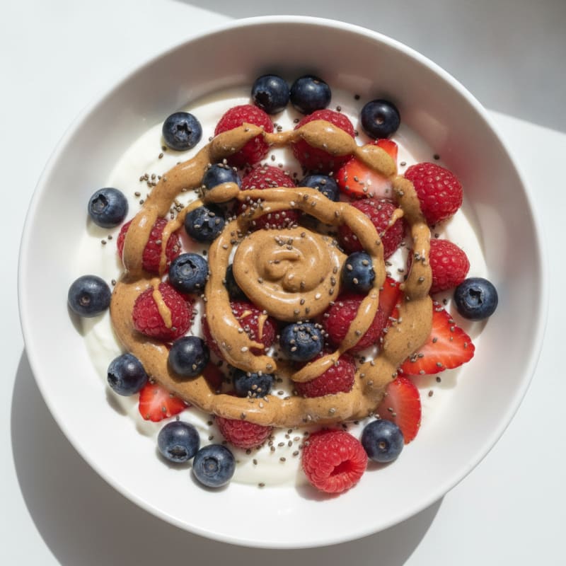 Creamy Greek Yogurt Protein Bowl with Mixed Berries and Almond Butter