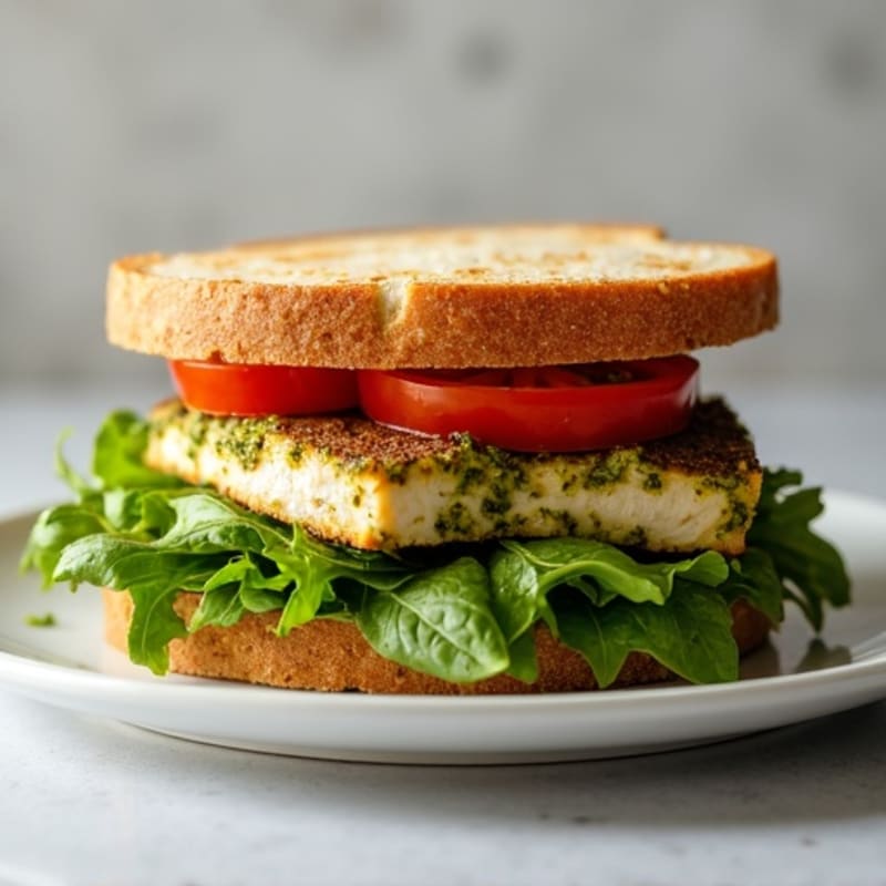 Grilled Chicken Pesto Sandwich with Fresh Greens
