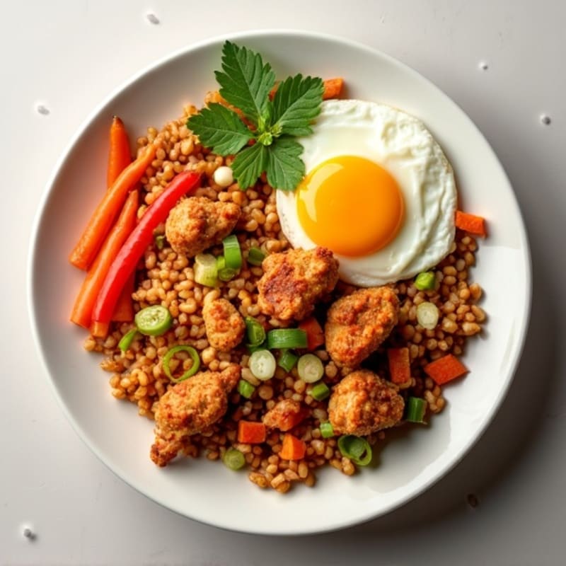 Spicy Kimchi Fried Rice with Fresh Vegetables