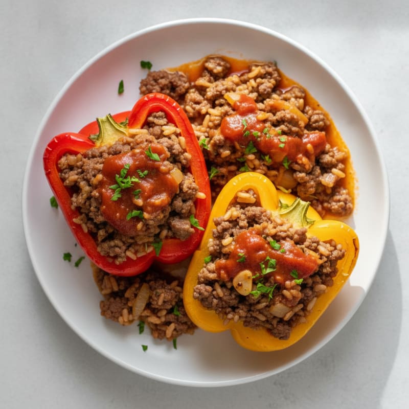 Beef and Rice Stuffed Bell Peppers