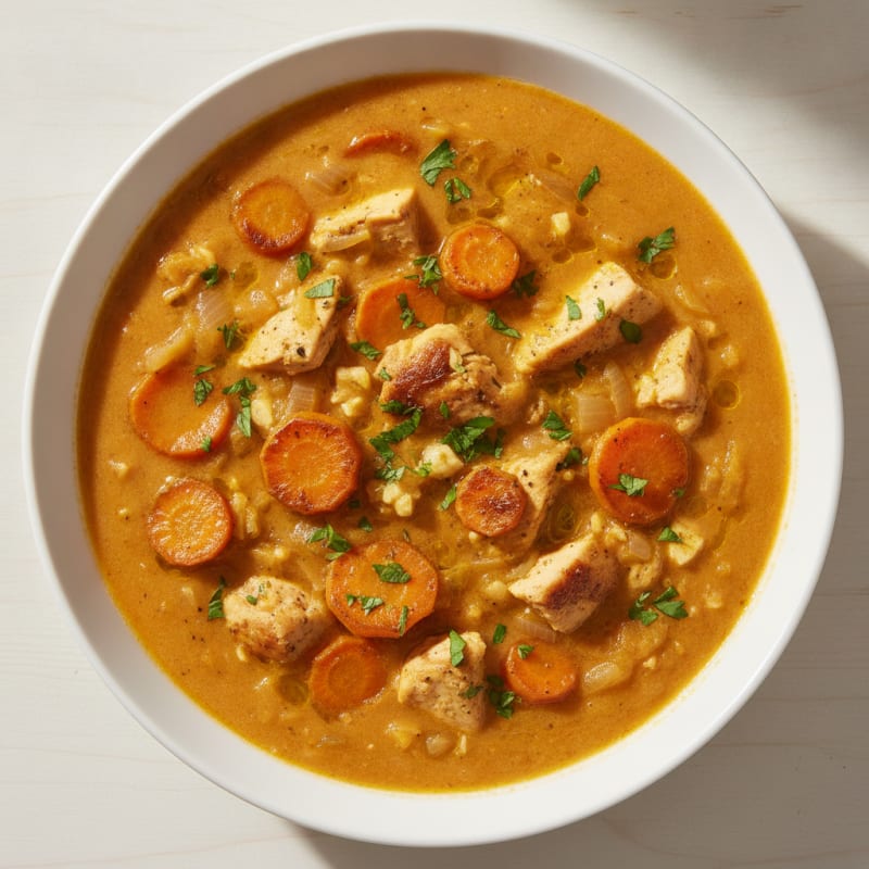 Creamy Mediterranean Chicken and Carrot Soup