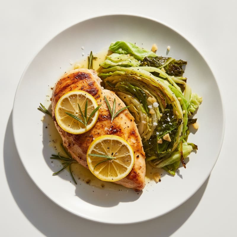 Lemon-Herb Roasted Chicken with Sautéed Cabbage