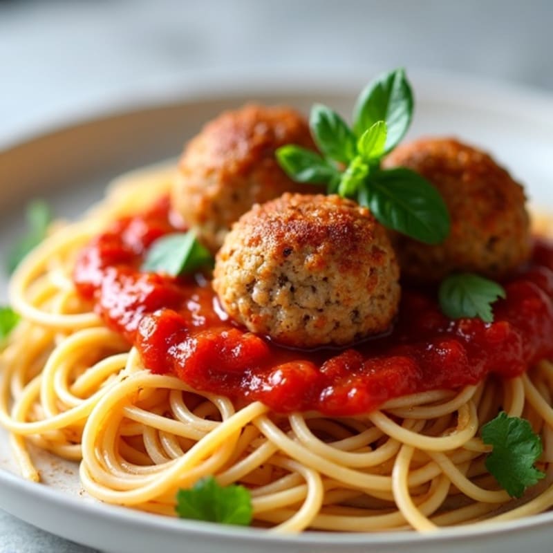 Lean Turkey Meatballs with Whole Wheat Spaghetti and Fresh Tomato Sauce