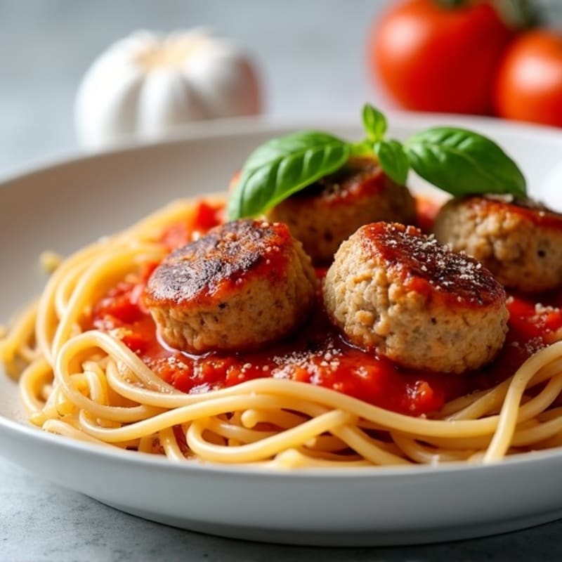 Lean Turkey Meatballs with Whole Wheat Spaghetti and Fresh Tomato Sauce