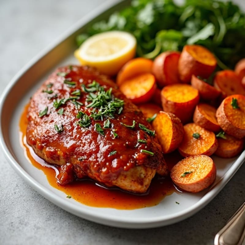 Sheet Pan Smoky BBQ Chicken and Roasted Sweet Potatoes